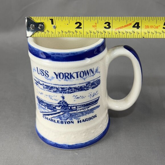 Vtg USS Yorktown CV 10 Coffee White Ceramic Mug Cup Charleston SC Souvenir Naval - Picture 12 of 12